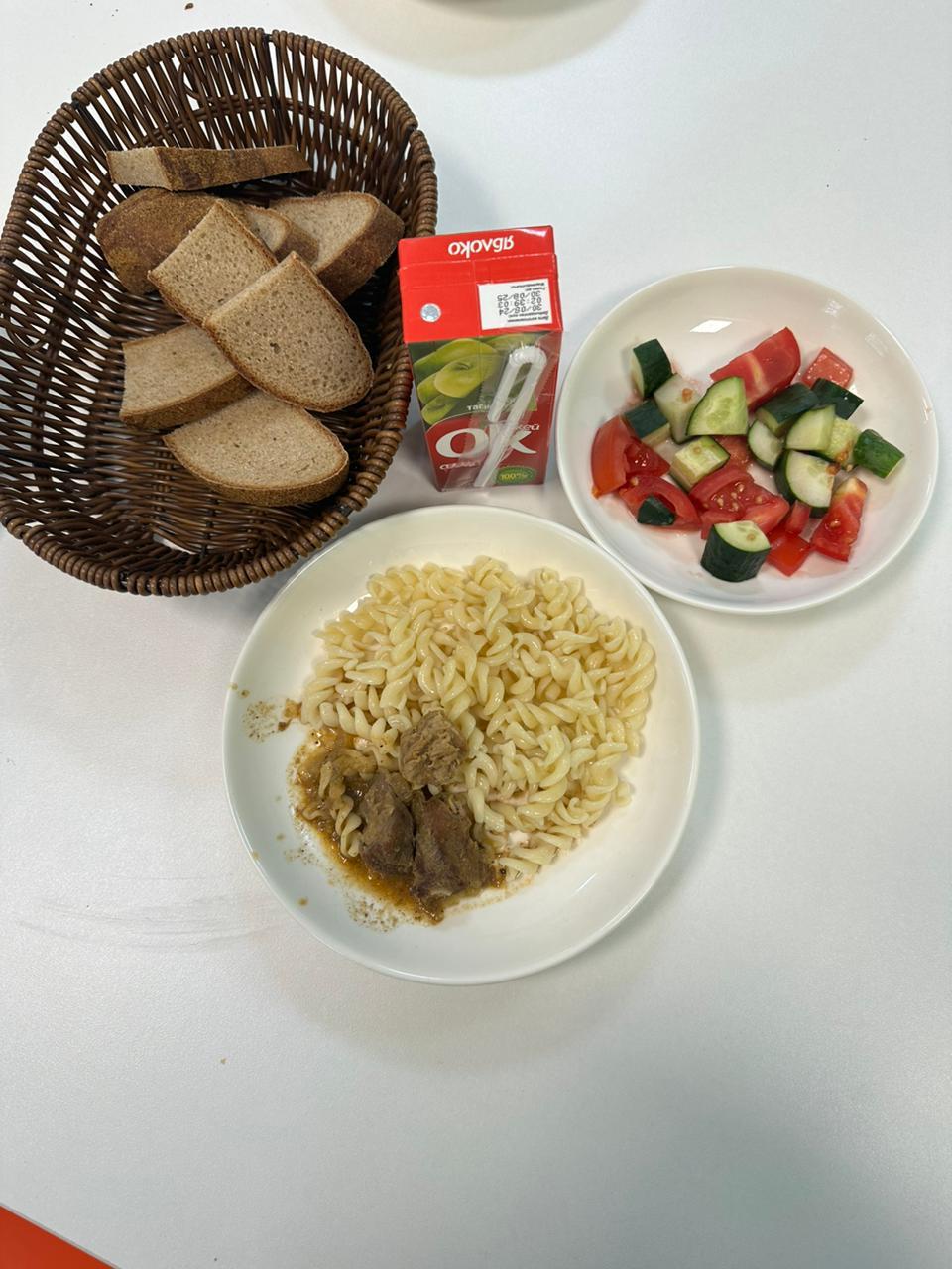 Меню горячего питания в школьной столовой